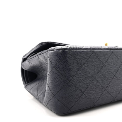 Chanel Caviar Quilted Jumbo Double Flap Navy Blue 9 of 10