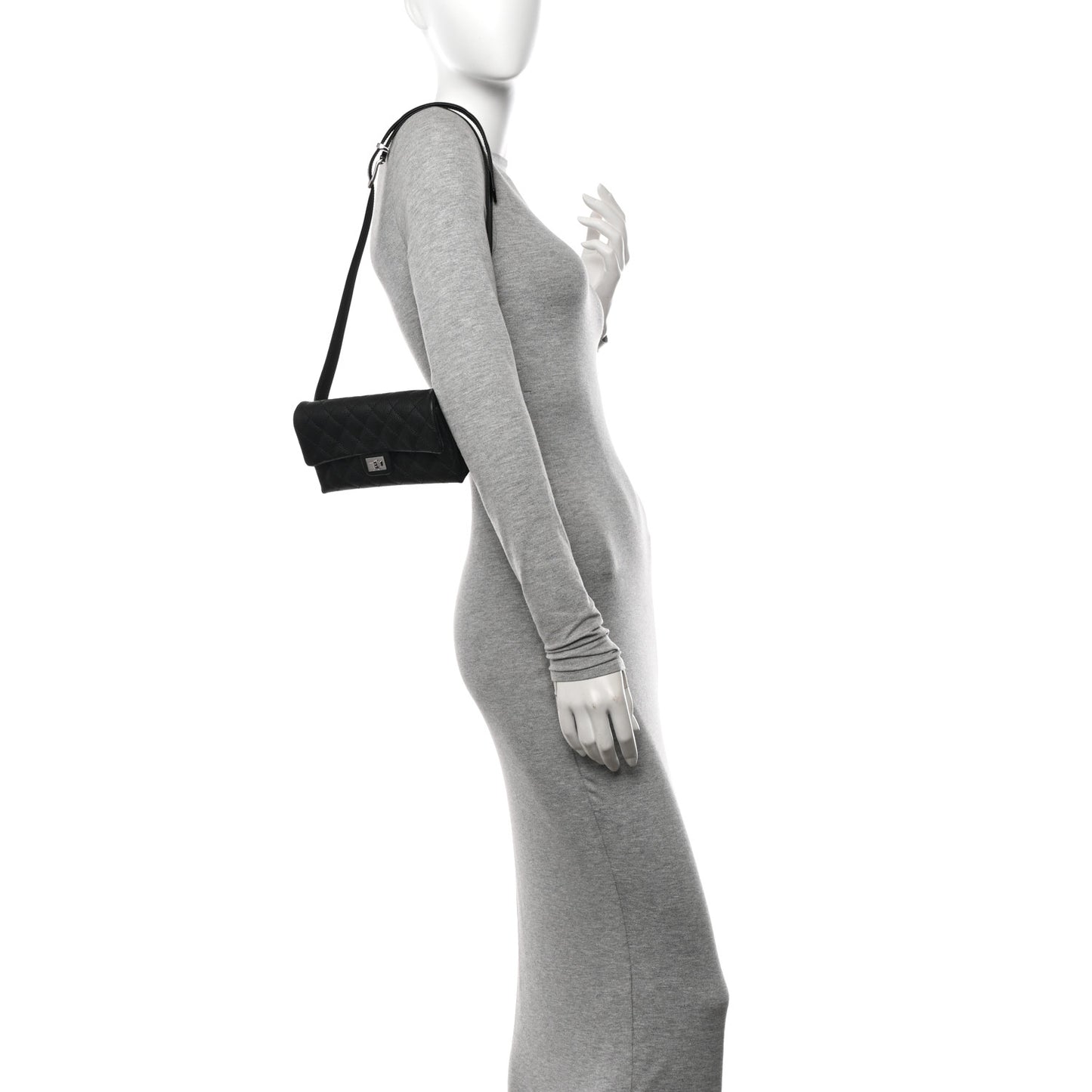 Grained Calfskin Quilted 2.55 Reissue Flap Belt Bag Clutch  Black