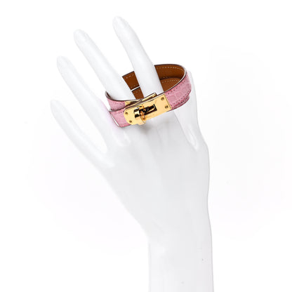 Hermes Matte Alligator Kelly Double Tour Bracelet T3 5P Pink 2 of 8