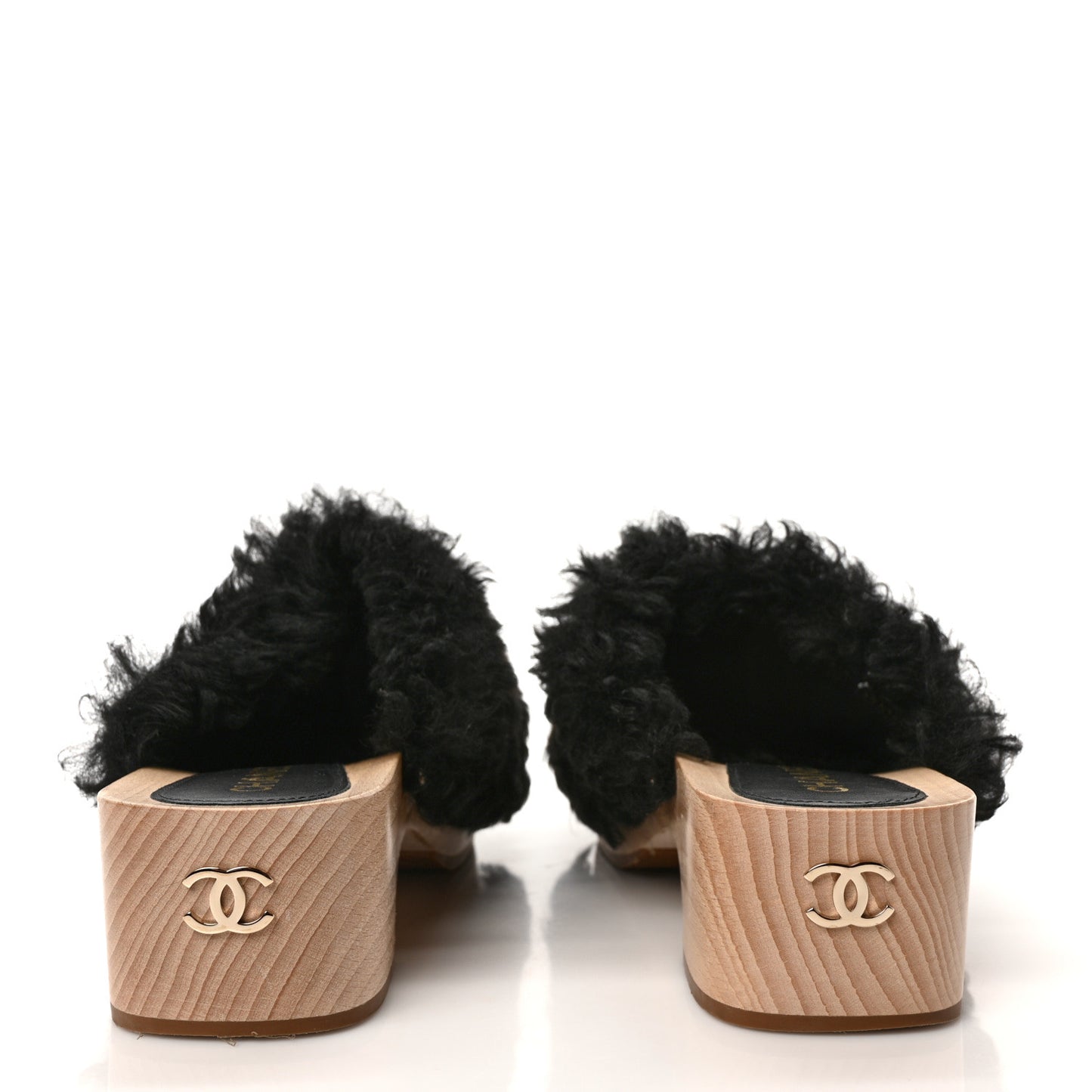 Shearling Lambskin Clogs 40 Black