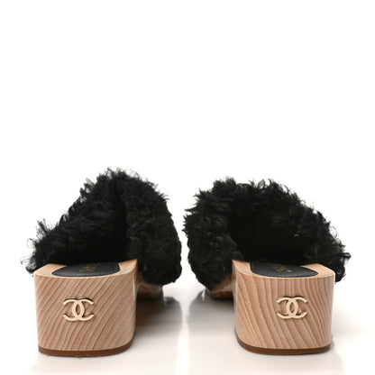 Chanel Shearling Lambskin Clogs 40 Black 5 of 8