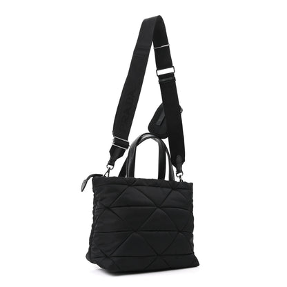 Prada Re-Nylon Nappa Triangle Quilted Padded Double Handled Zip Pocket Tote Black 3 of 10