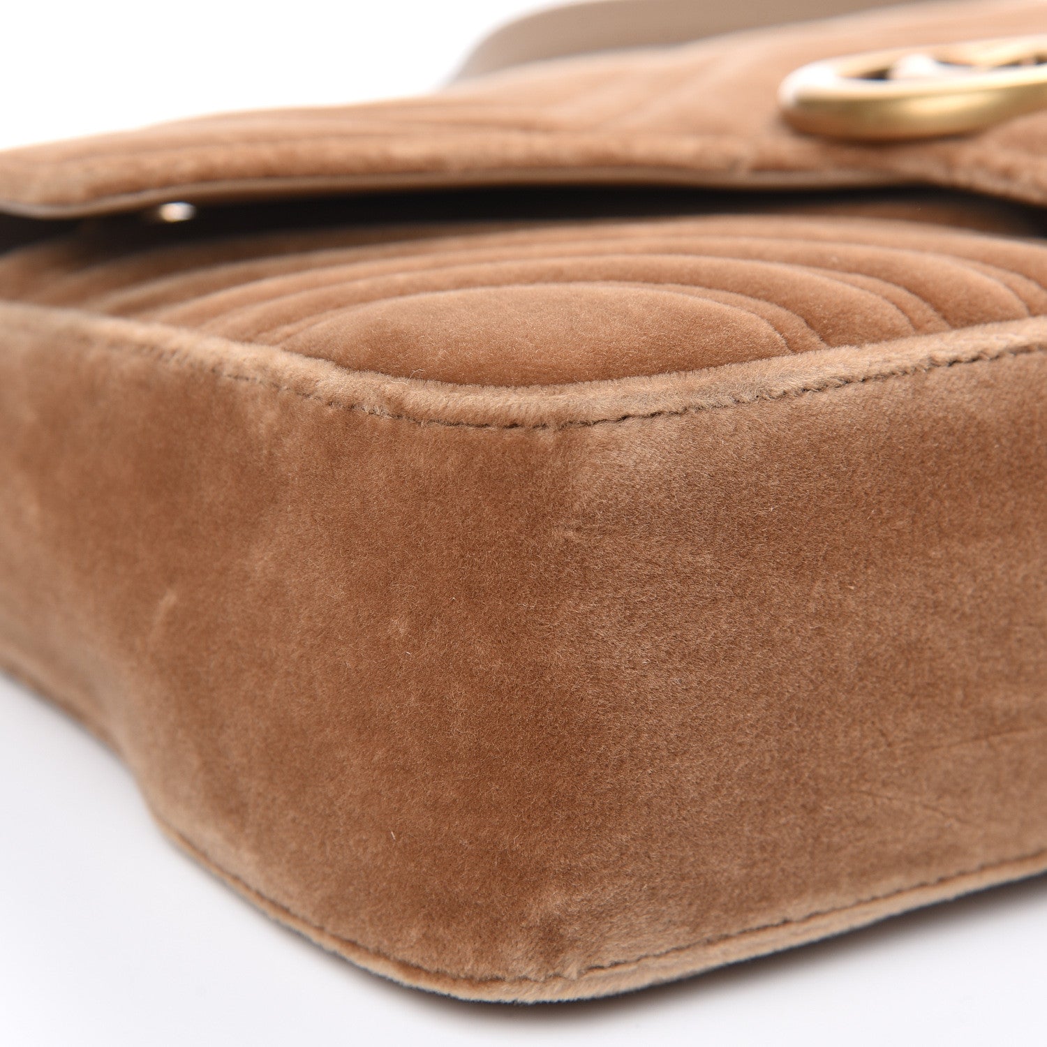 Gucci Velvet Matelasse Small GG Marmont Shoulder Bag Taupe 8 of 10