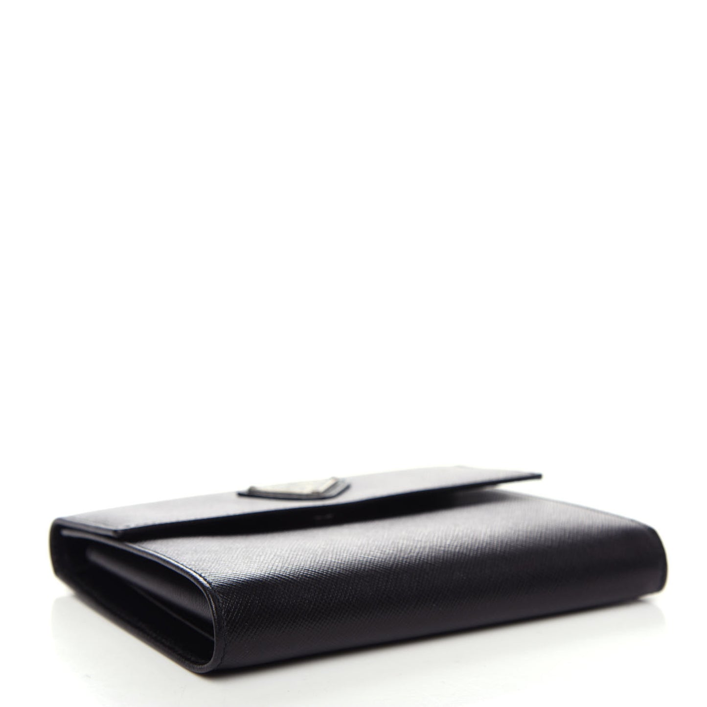 Saffiano Triangle Flap Compact Wallet Black