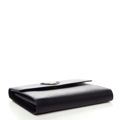 Prada Saffiano Triangle Flap Compact Wallet Black 4 of 8