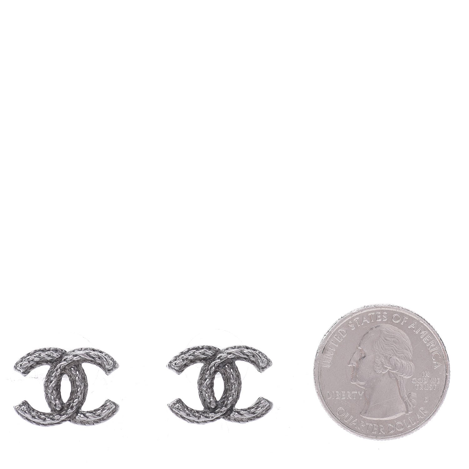 Chanel Ruthenium Twisted CC Earrings Silver 2 of 4