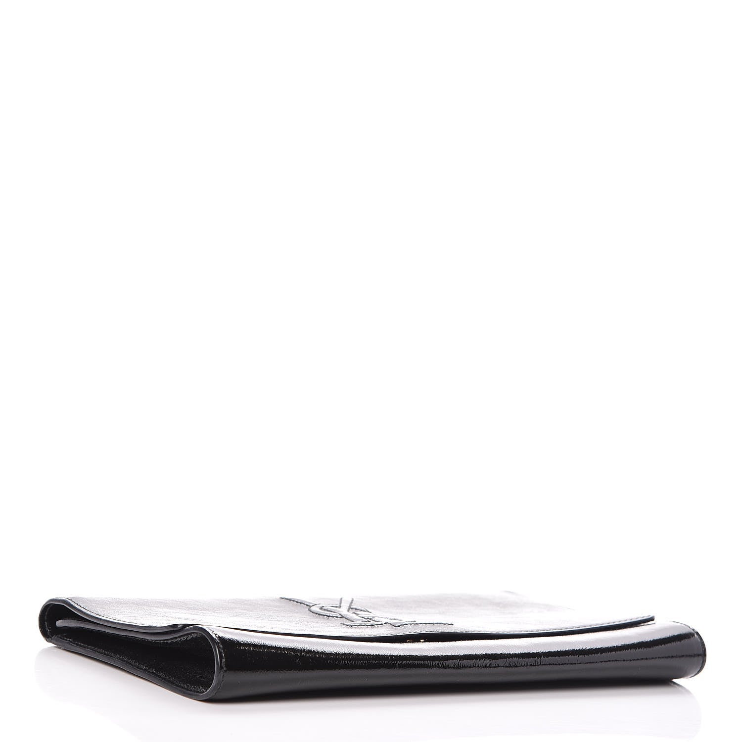 Saint Laurent Textured Patent Monogram Large Belle De Jour Clutch Black 4 of 9