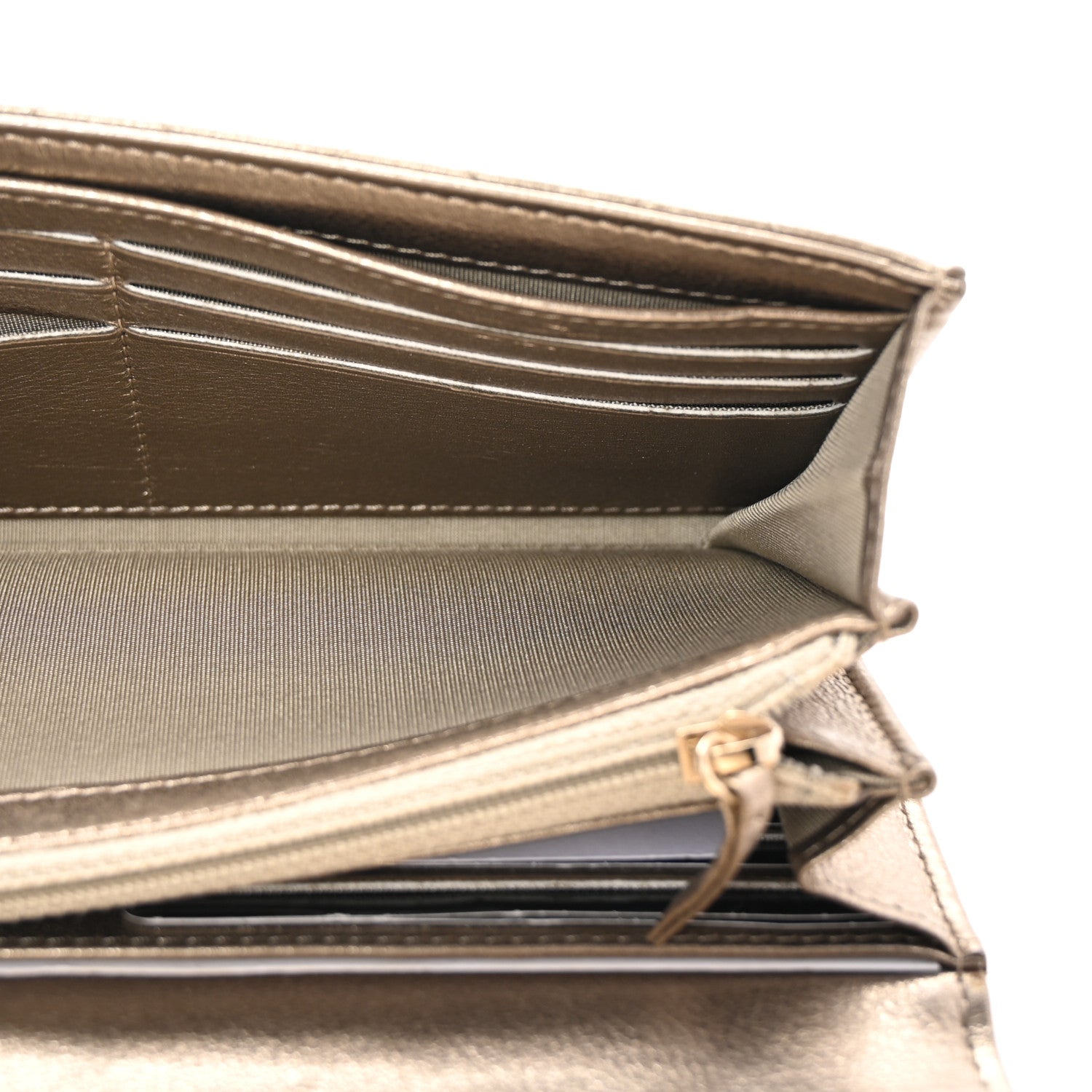 Chanel Metallic Lambskin Quilted Stitch Large Gusset Flap Wallet Gold 5 of 9