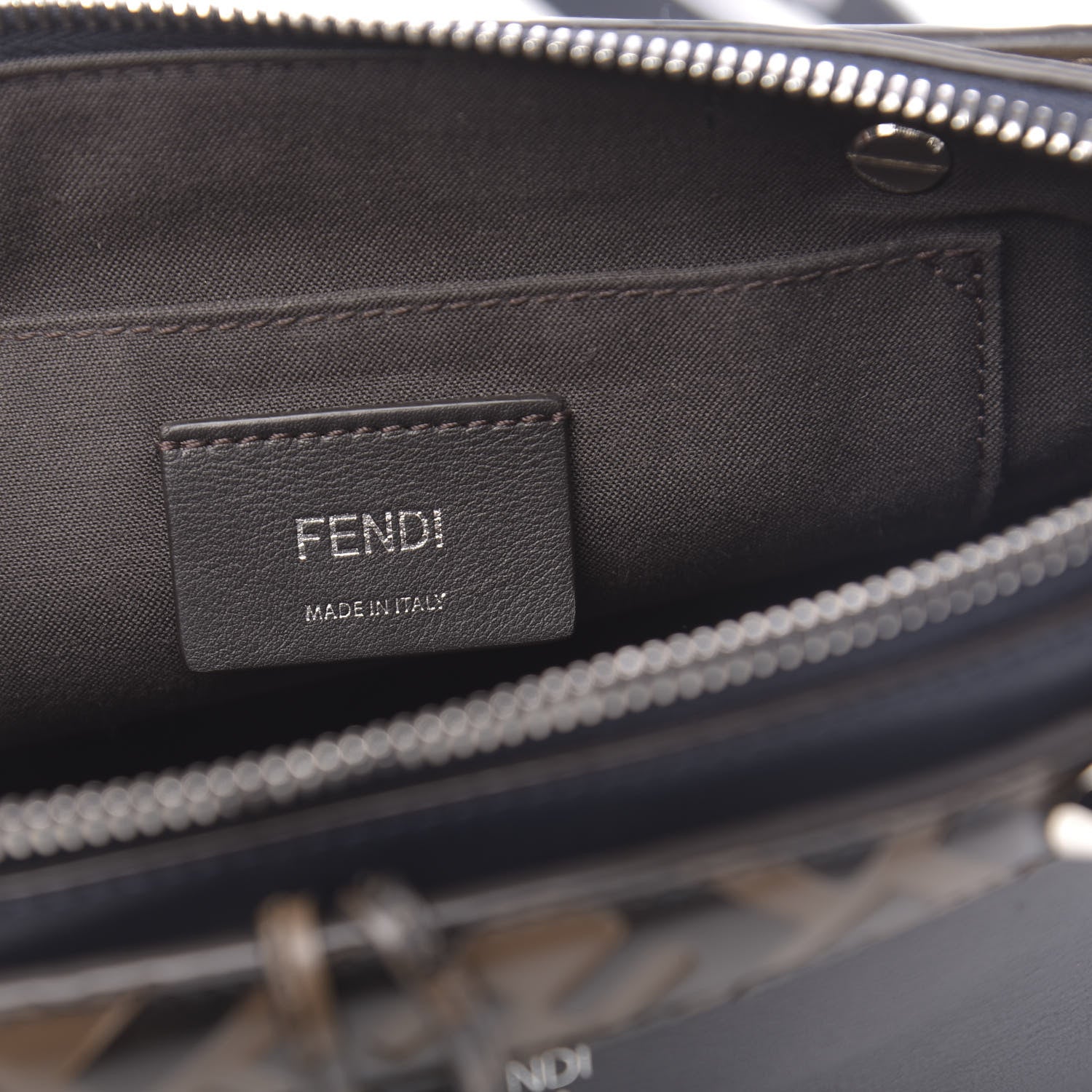 Fendi Vitello Dolce Bi-Color FF 1974 Embossed Mini By The Way Boston Bag Midnight Maya Black 6 of 10