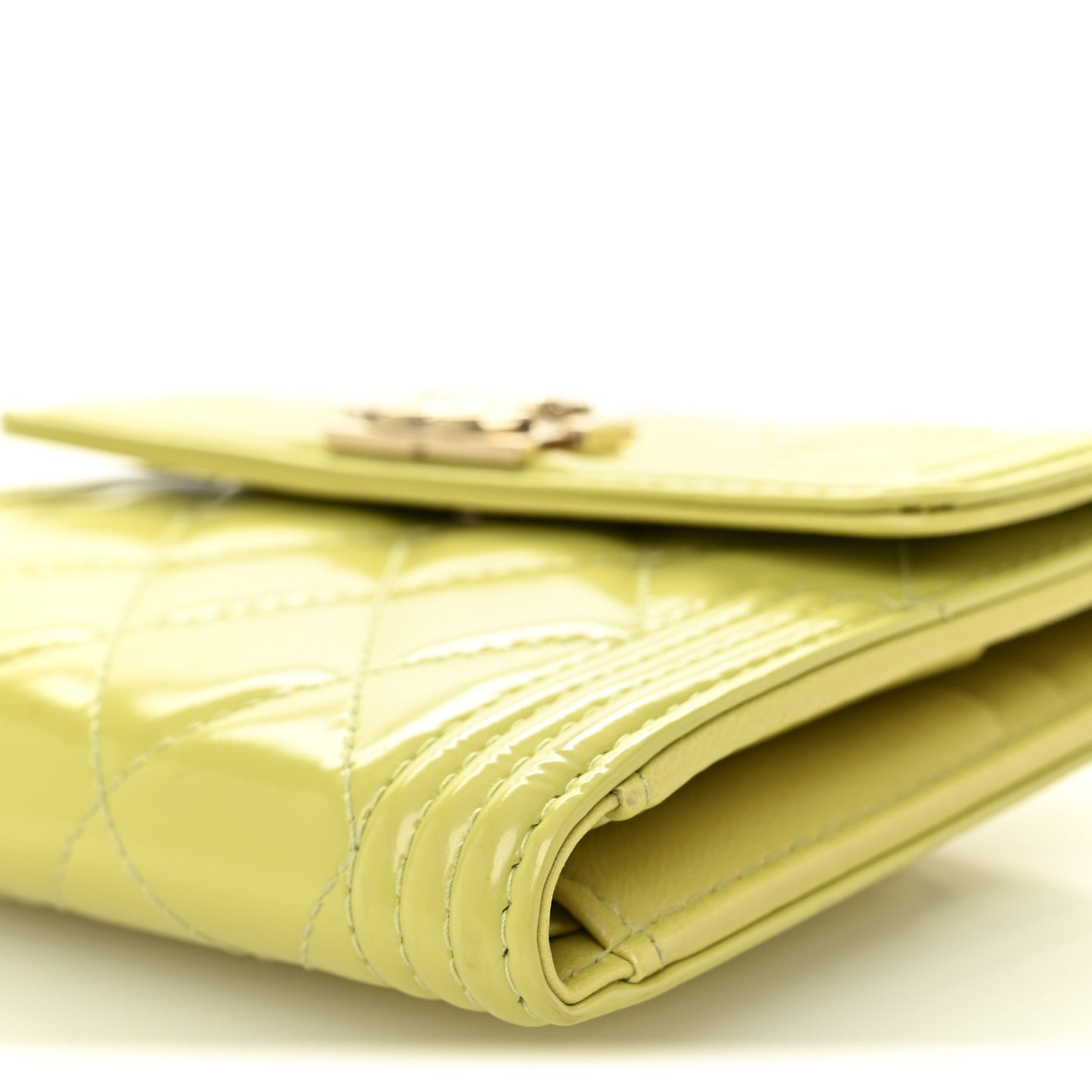 Patent Quilted Compact Boy Wallet Yellow