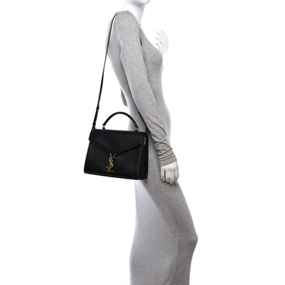 Saint Laurent Grain de Poudre Medium Classic Monogram Cassandra Top Handle Black Rouge Legion 2 of 13