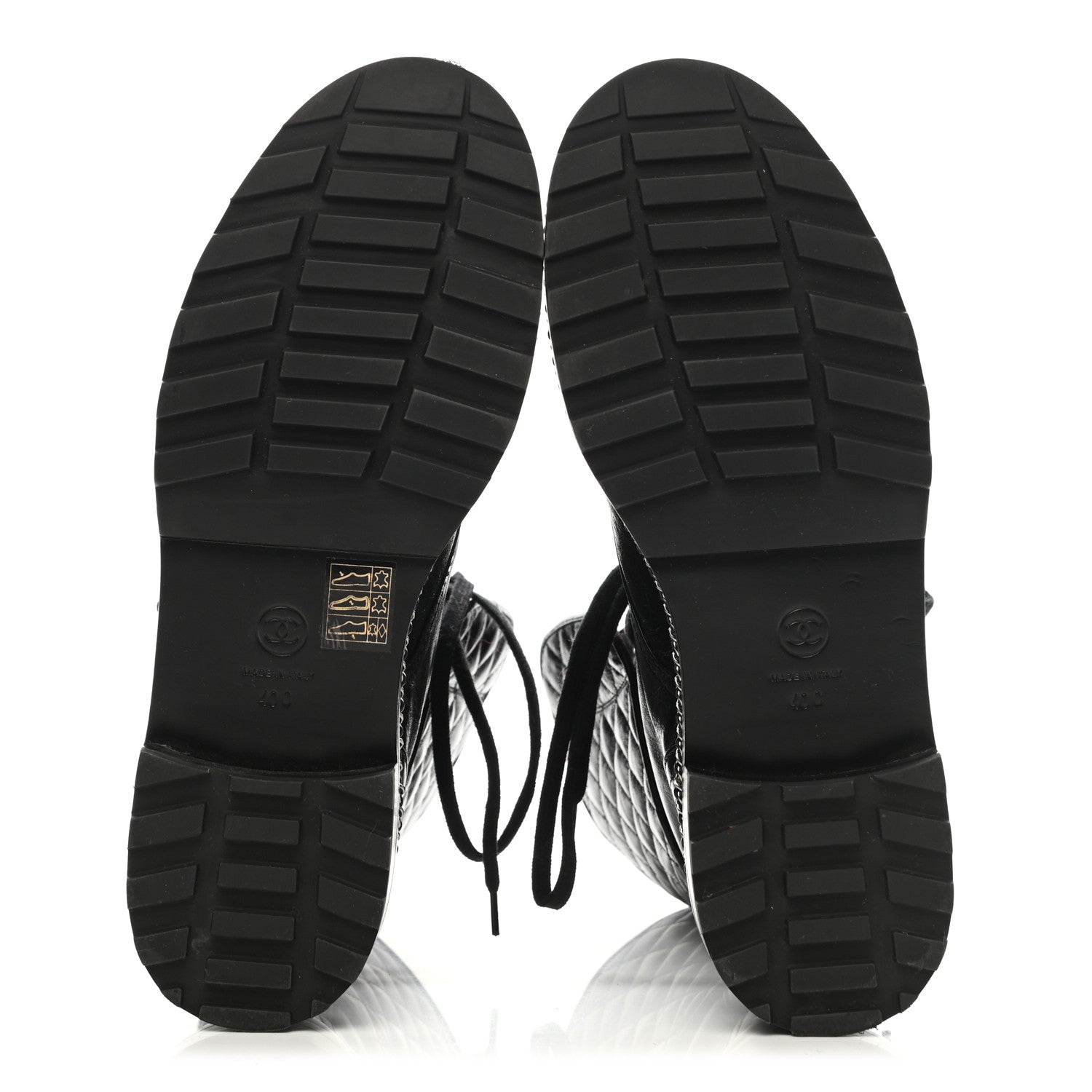 Chanel Crackled Calfskin Velvet Pearl Combat Boots 40 Black 5 of 7