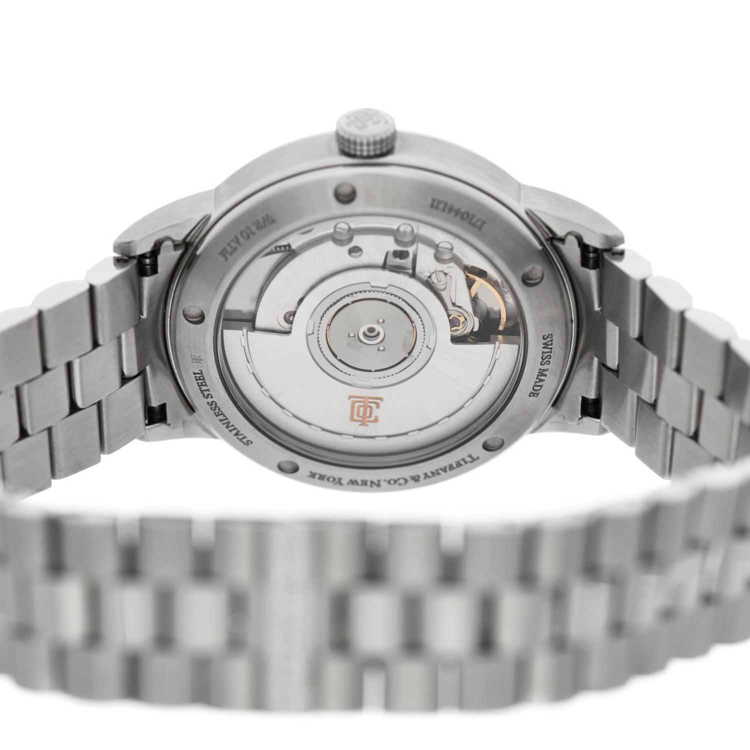 Tiffany Stainless Steel 34mm CT60 3-Hand Automatic Watch Blue 4 of 5
