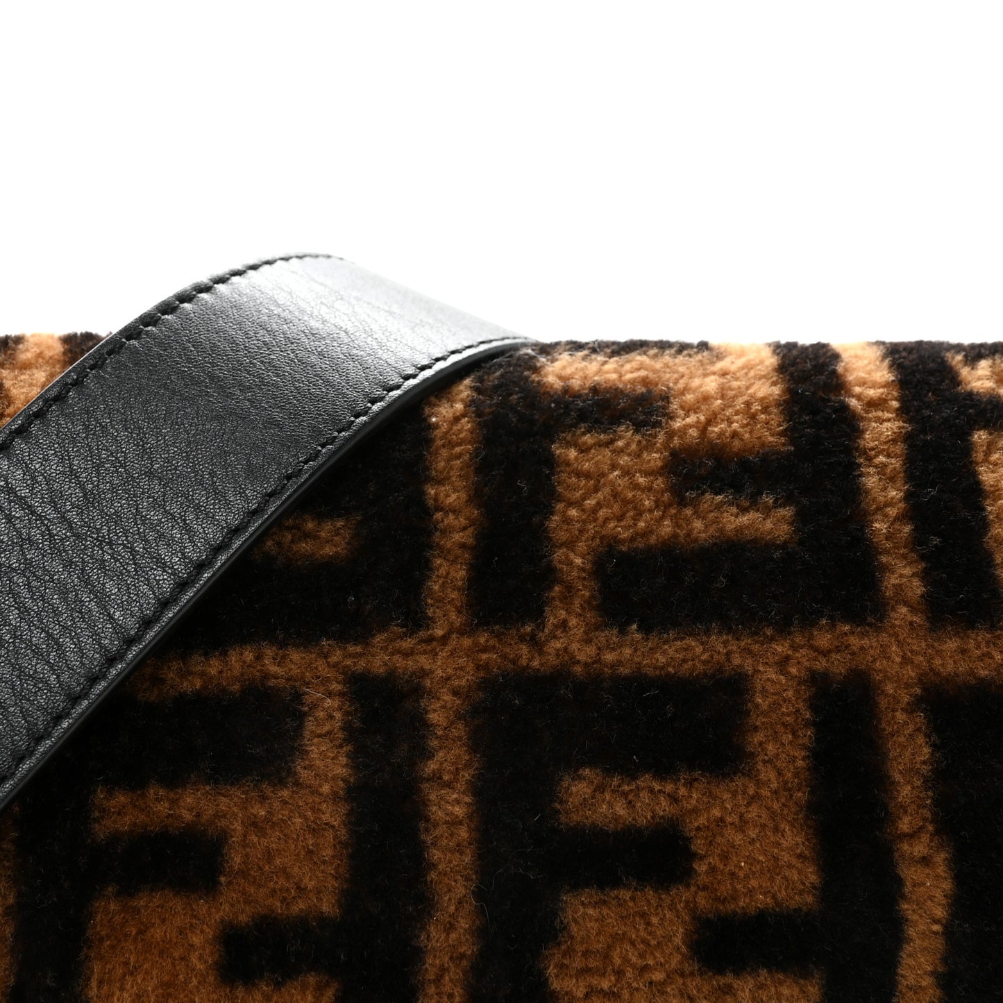 Shearling Vitello Dolce Macro FF 1974 Baguette Tobacco Black