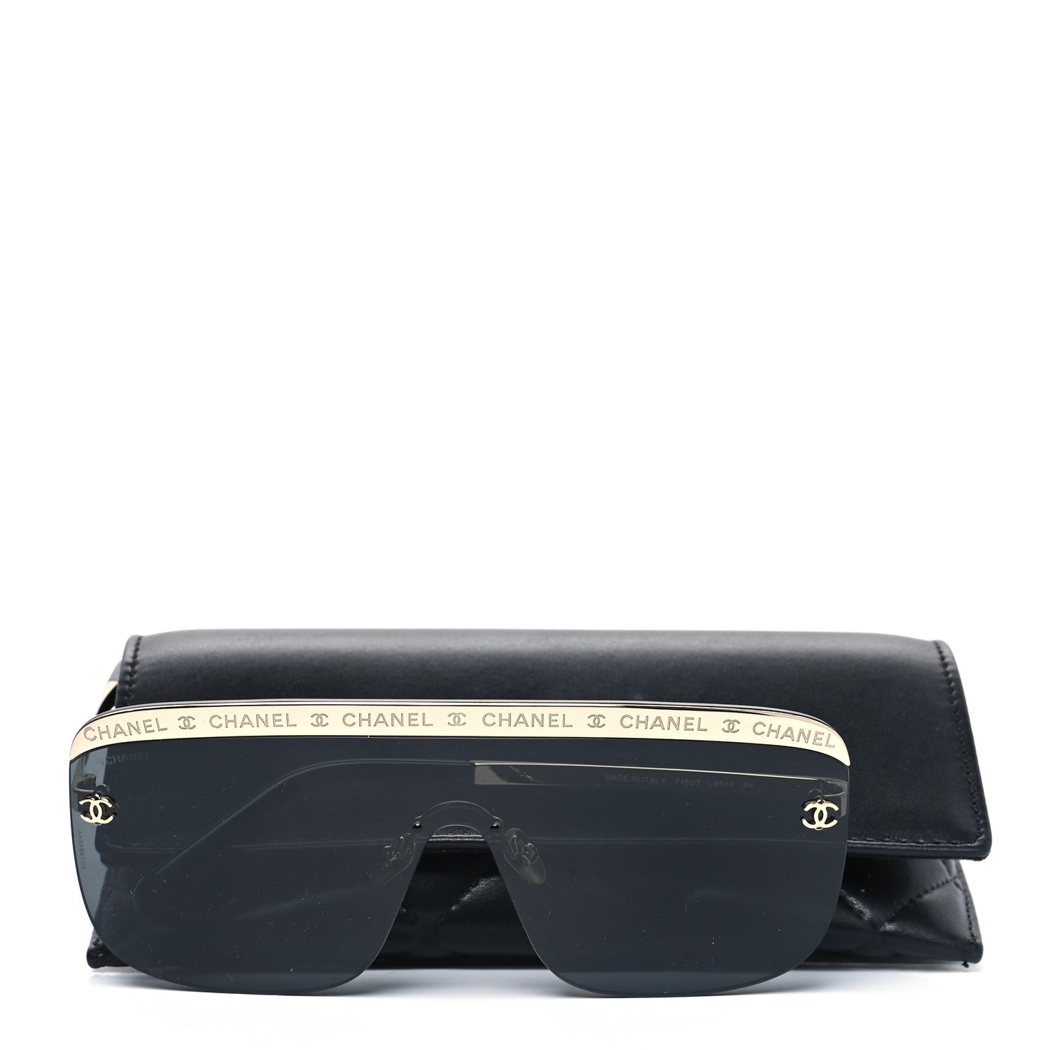 Chanel Metal Shield Sunglasses Gold Grey 7 of 7