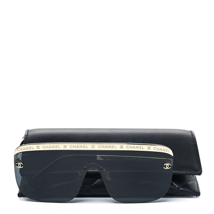 Chanel Metal Shield Sunglasses Gold Grey 7 of 7