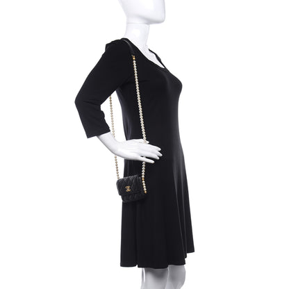 Chanel Calfskin Quilted About Pearls Card Holder Flap With Chain Black 2 of 10