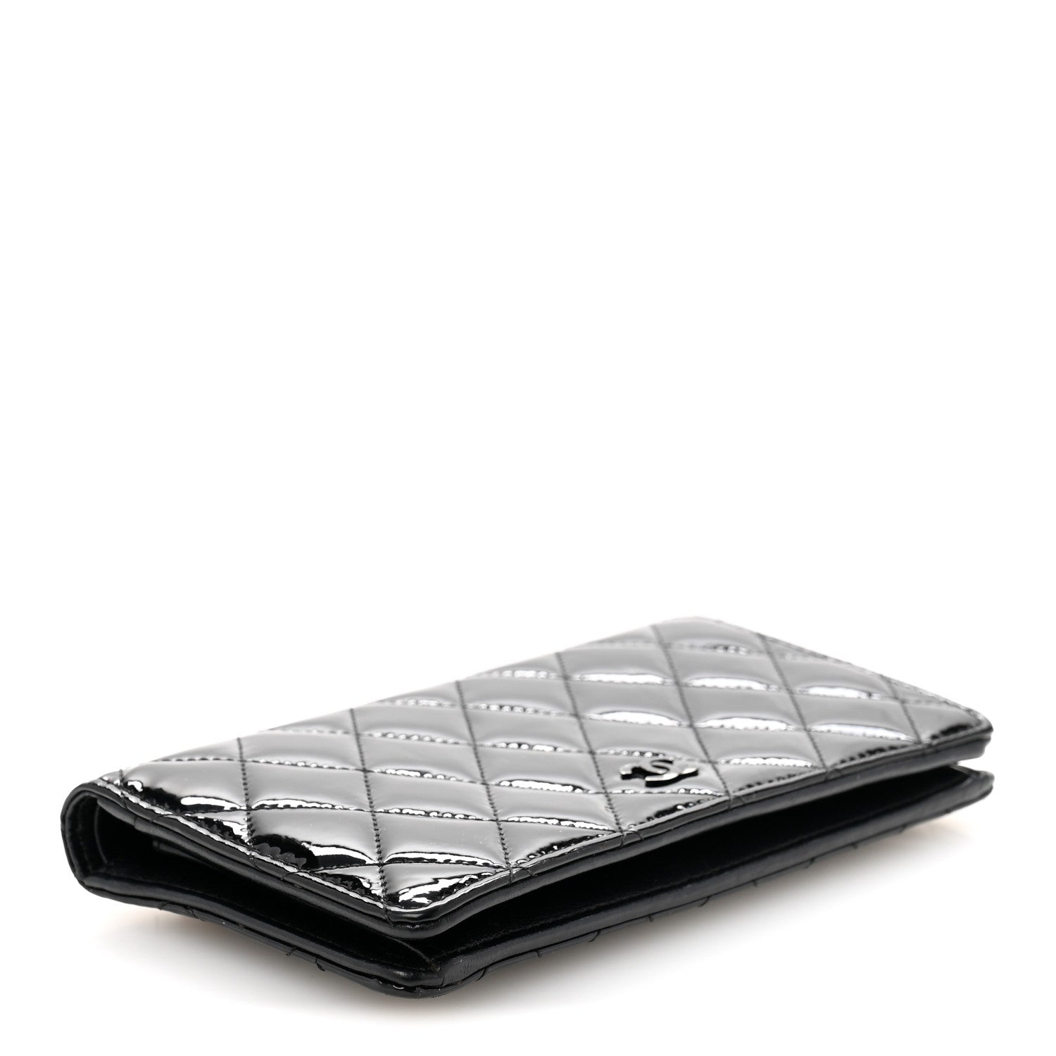 Chanel Patent Calfskin Quilted Yen Wallet Black 4 of 10