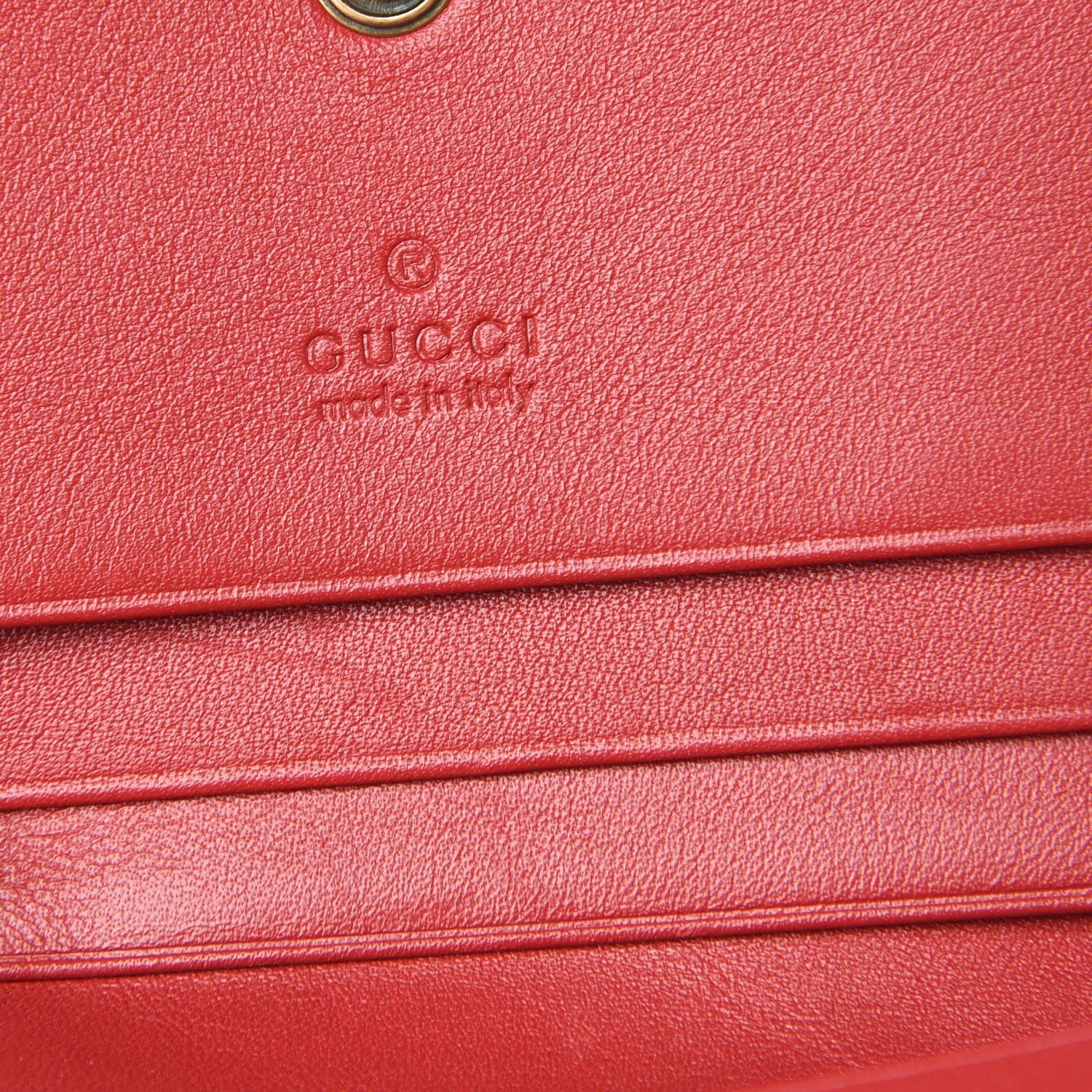 Gucci Calfskin Matelasse GG Marmont Card Case Hibiscus Red 6 of 10