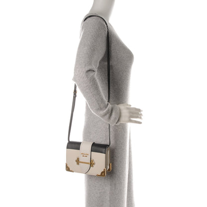 Prada City Calf Saffiano Cahier Bag Talco Black 2 of 6