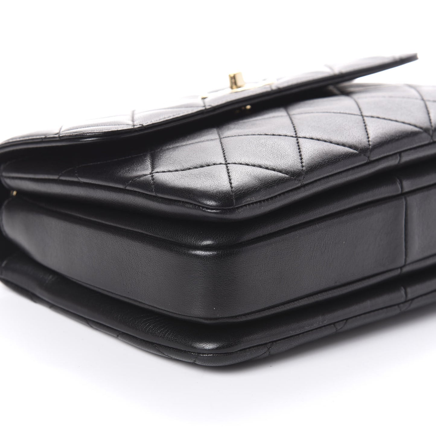 Lambskin Quilted Small Trendy CC Dual Handle Flap Bag Black
