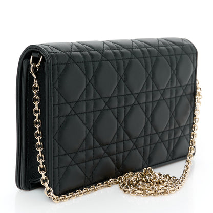 Christian Dior Lambskin Cannage Lady Dior Chain Wallet Black 4 of 14