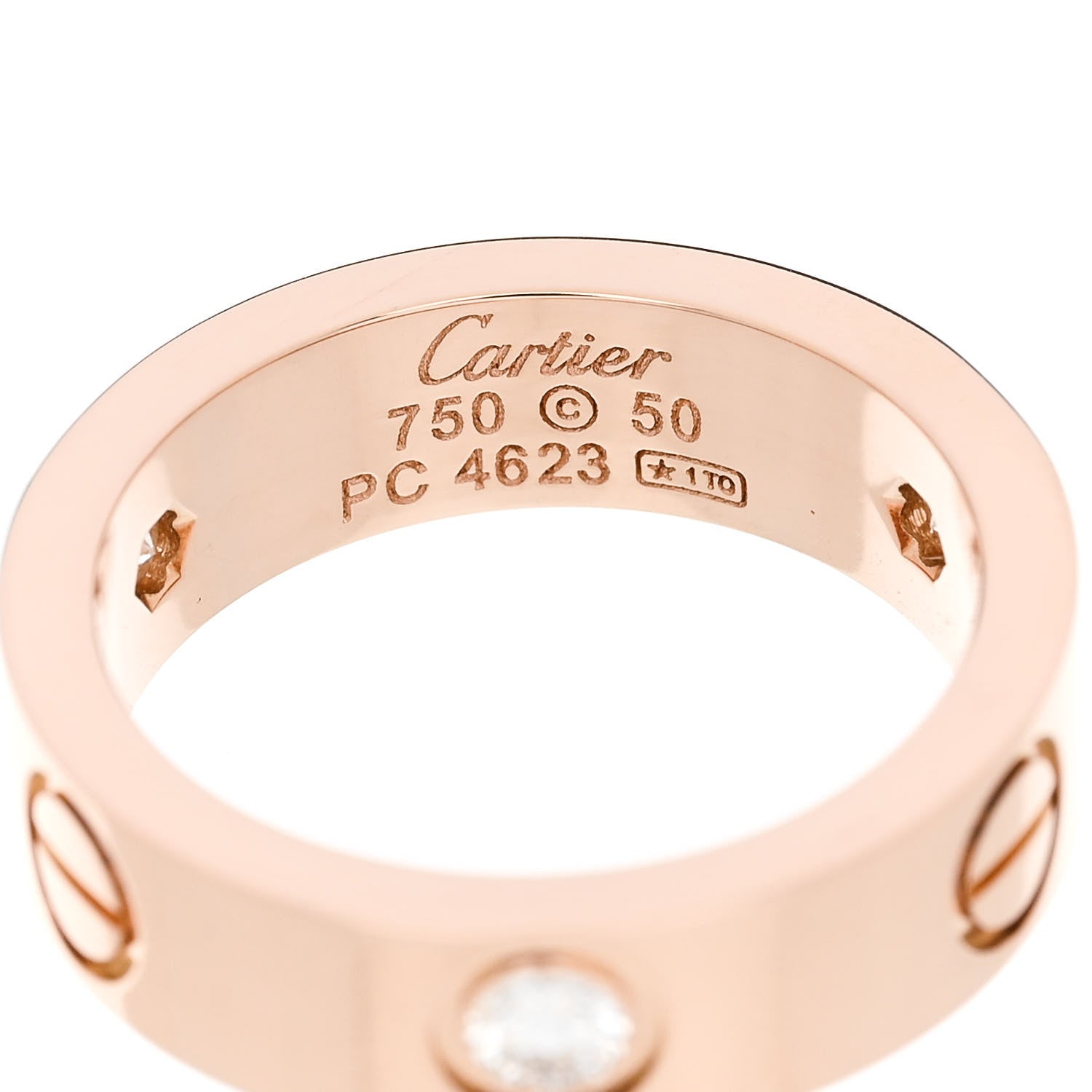 Cartier 18K Pink Gold 3 Diamond 5.5mm LOVE Ring 50 5.25 4 of 5