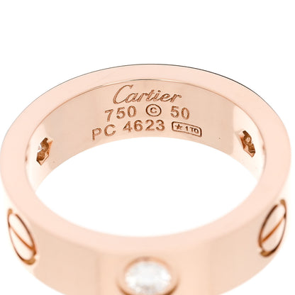 Cartier 18K Pink Gold 3 Diamond 5.5mm LOVE Ring 50 5.25 4 of 5