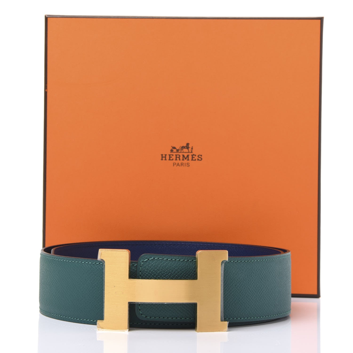 Hermes Epsom 42mm Constance H Belt 80 Malachite Bleu Saphir 7 of 7