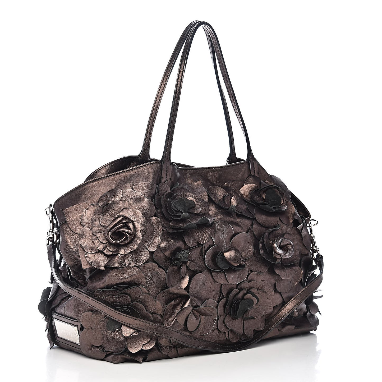 Metallic Nappa Floral Tote