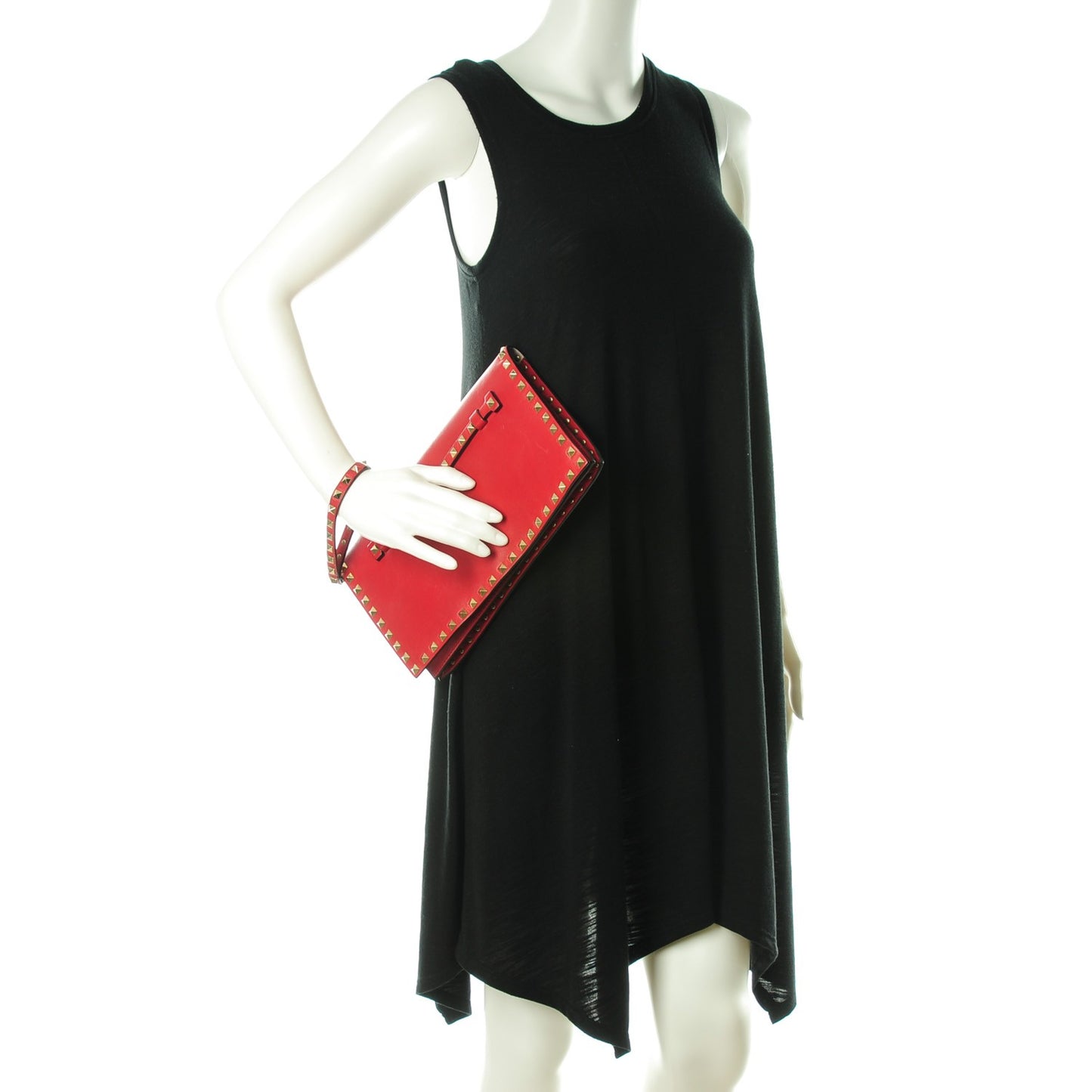 Nappa Rockstud Wristlet Clutch Rosso Valentino
