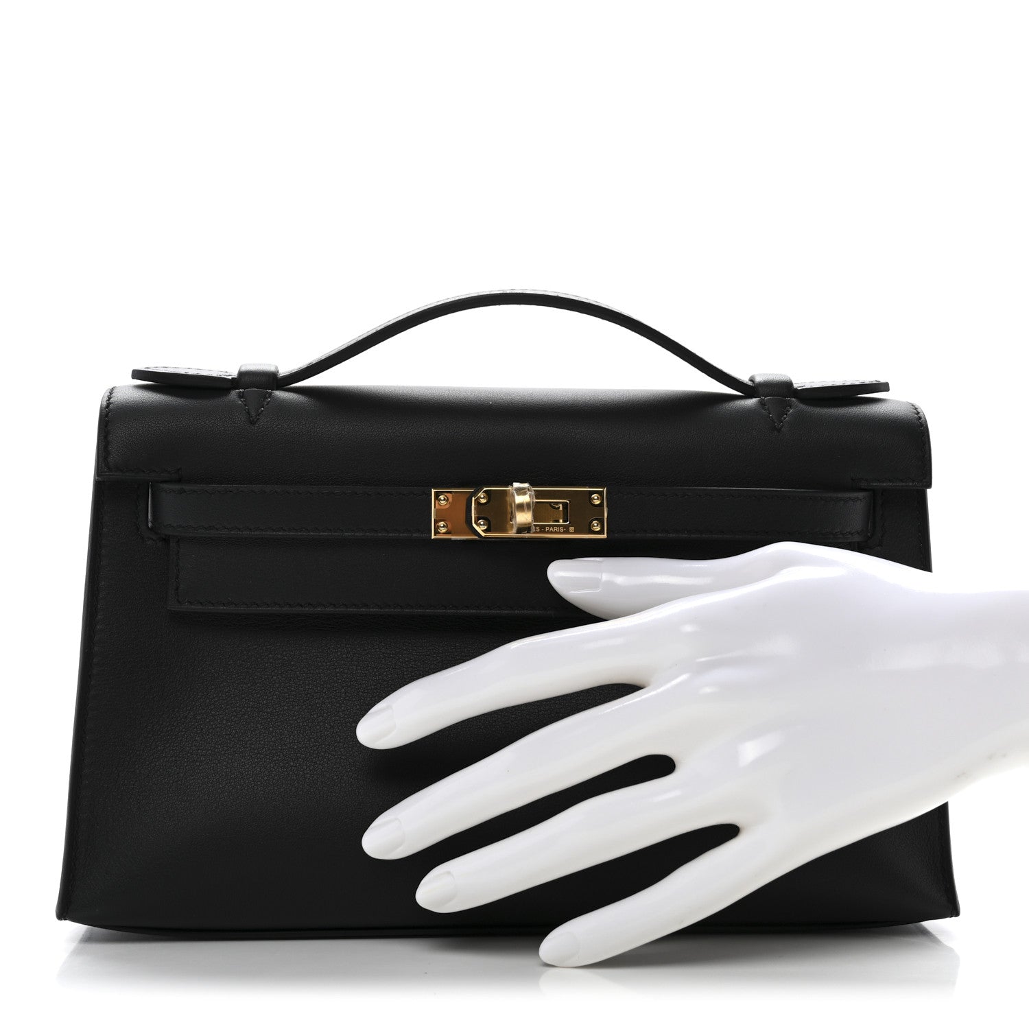 Hermes Swift Kelly Pochette Clutch Black 2 of 11