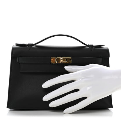Hermes Swift Kelly Pochette Clutch Black 2 of 11