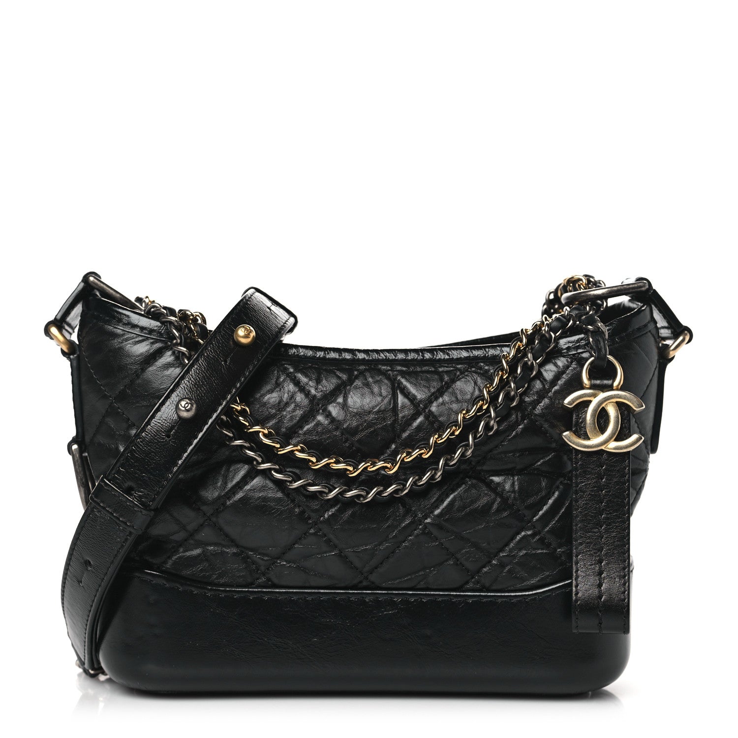Chanel Aged Calfskin Quilted Small Gabrielle Hobo Black 1 of 10
