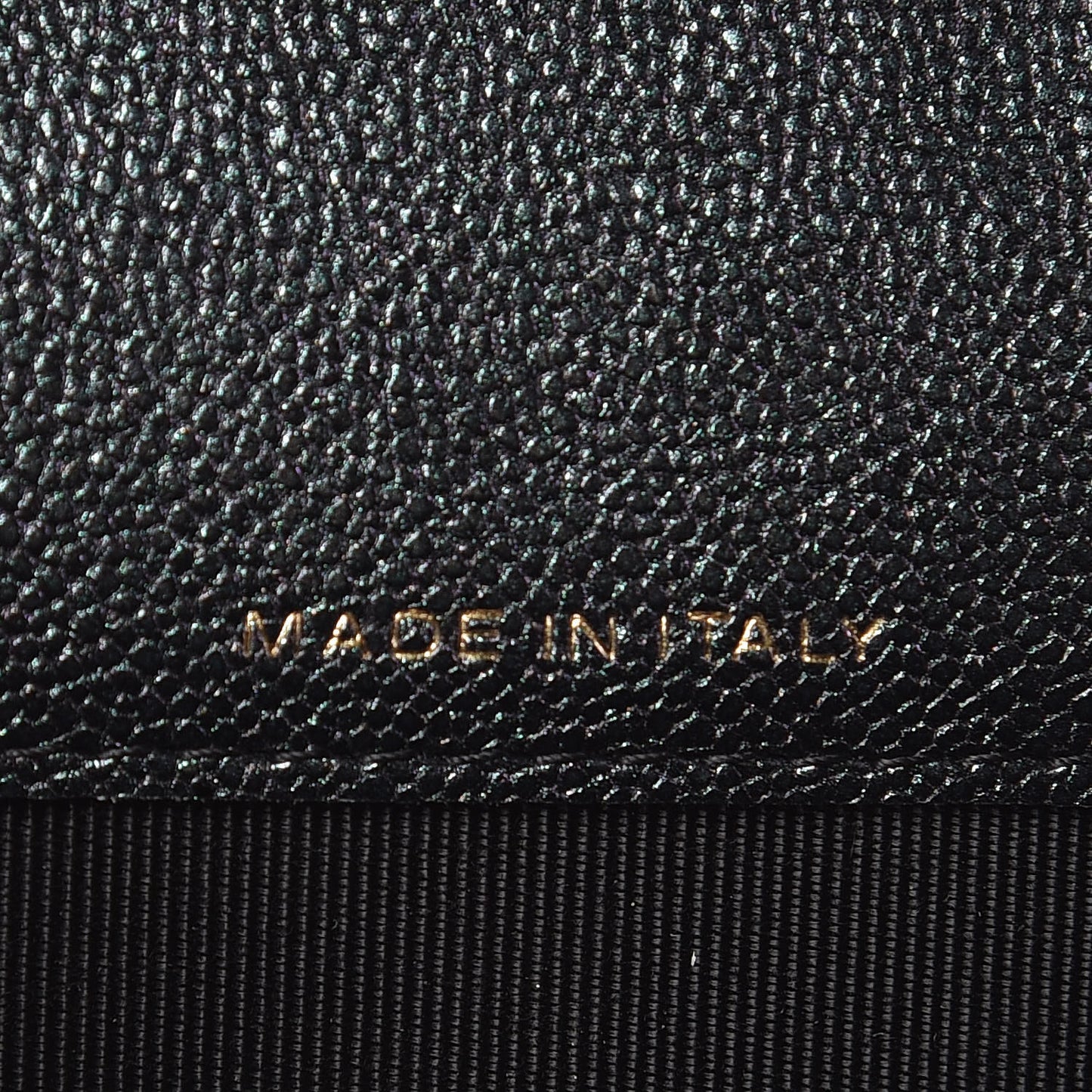 Iridescent Caviar Quilted Flap Card Holder Black