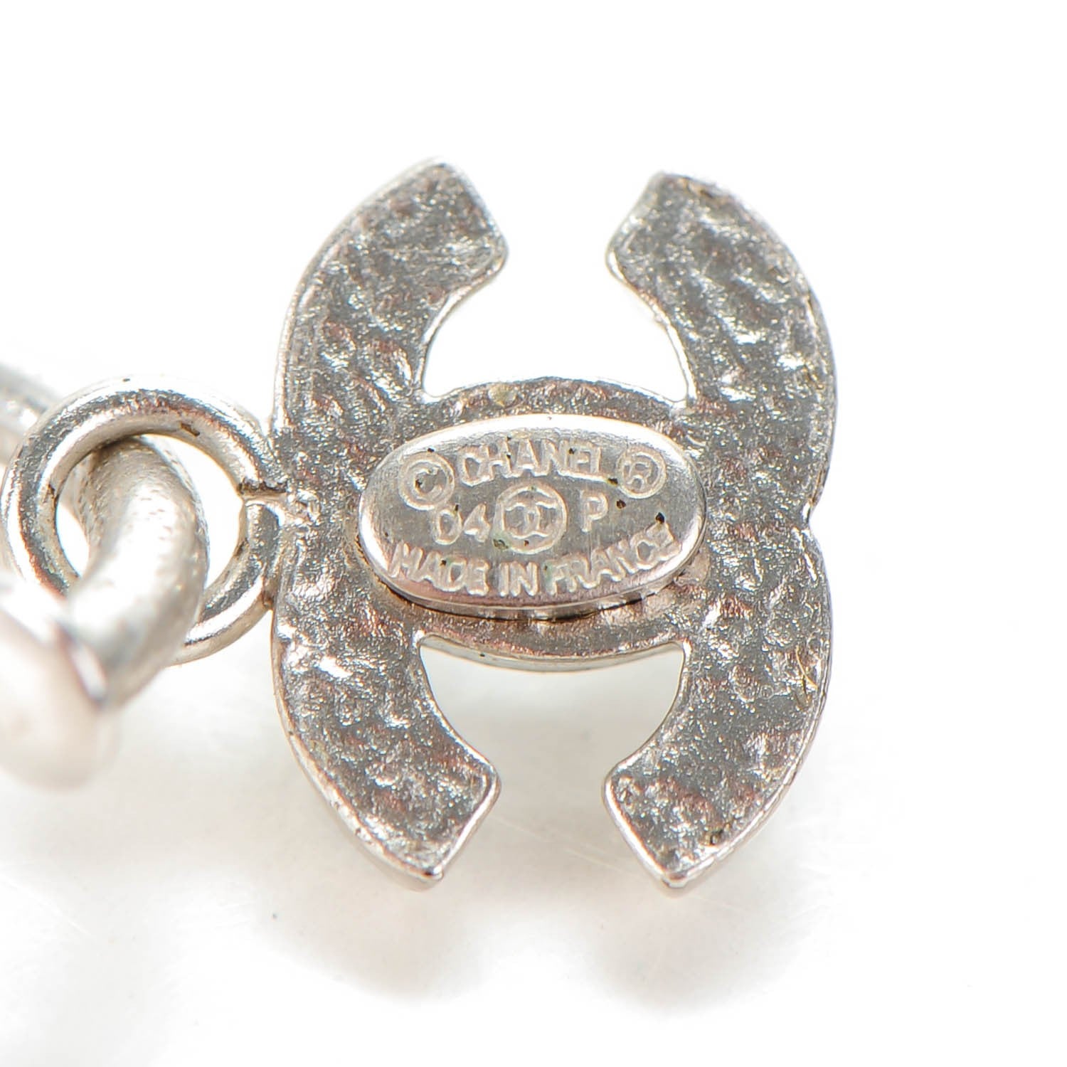 Chanel Enamel CC Hoop Earrings Silver Black 4 of 4