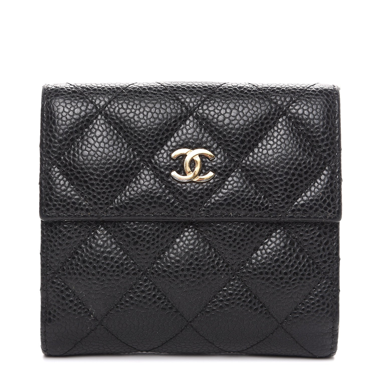 Chanel Caviar Quilted Compact French Flap Wallet Black 1 of 12