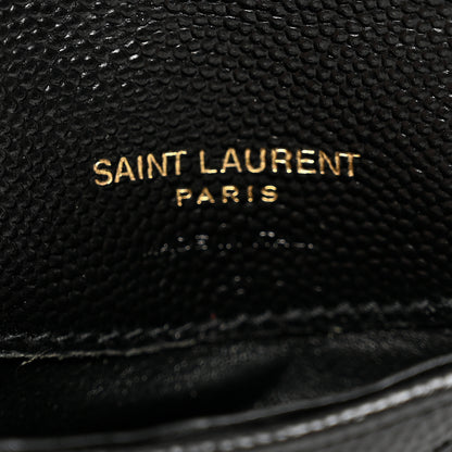 Saint Laurent Grain De Poudre Matelasse Chevron Monogram Compact Wallet Black 6 of 7
