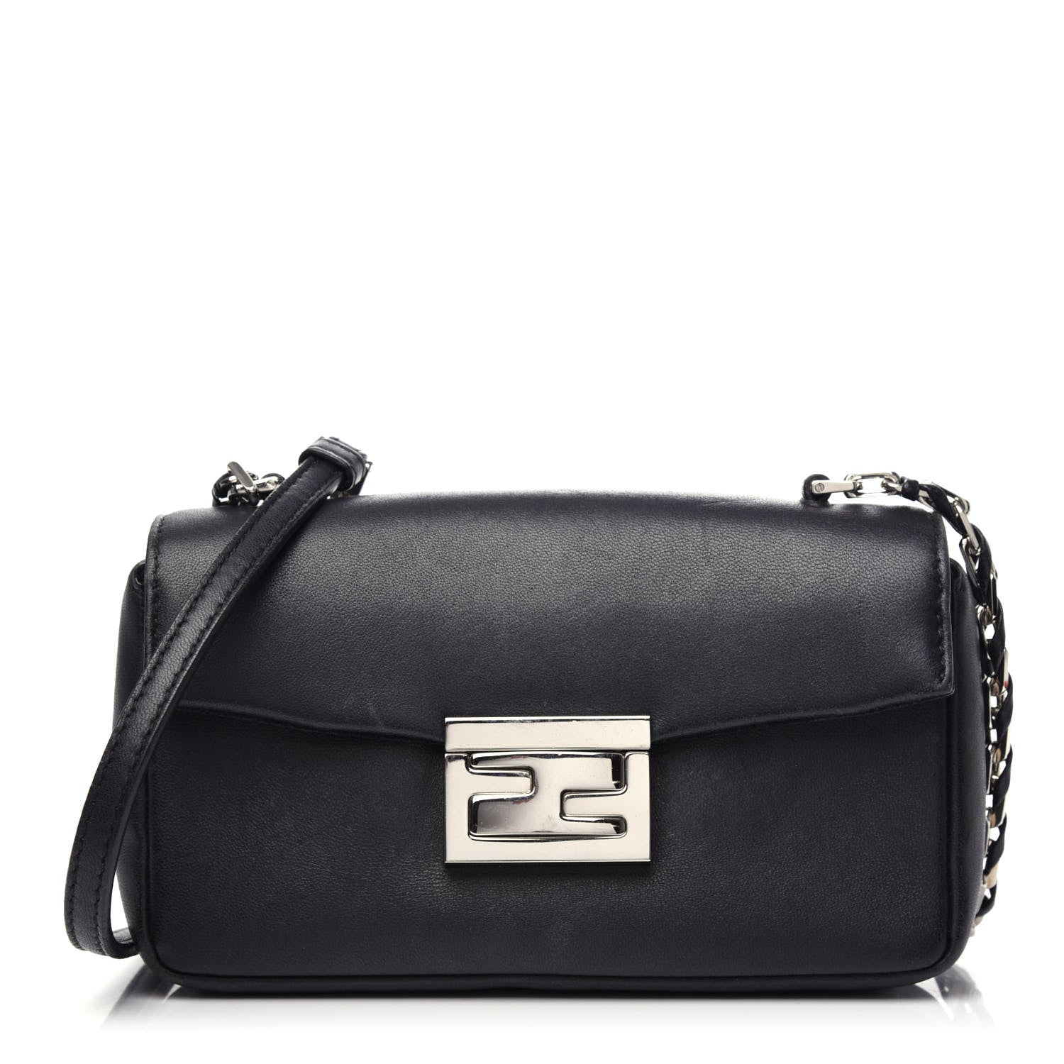Fendi Shiny Nappa Mini Be Baguette Shoulder Bag Black 1 of 9