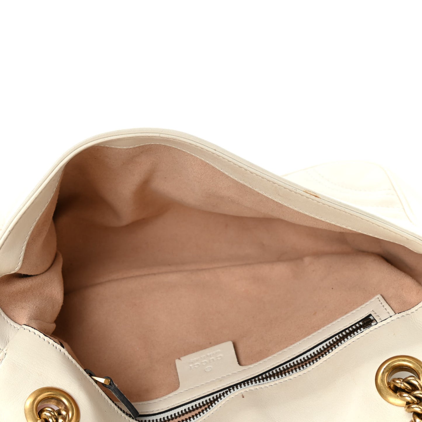 Calfskin Matelasse Small GG Marmont Shoulder Bag White