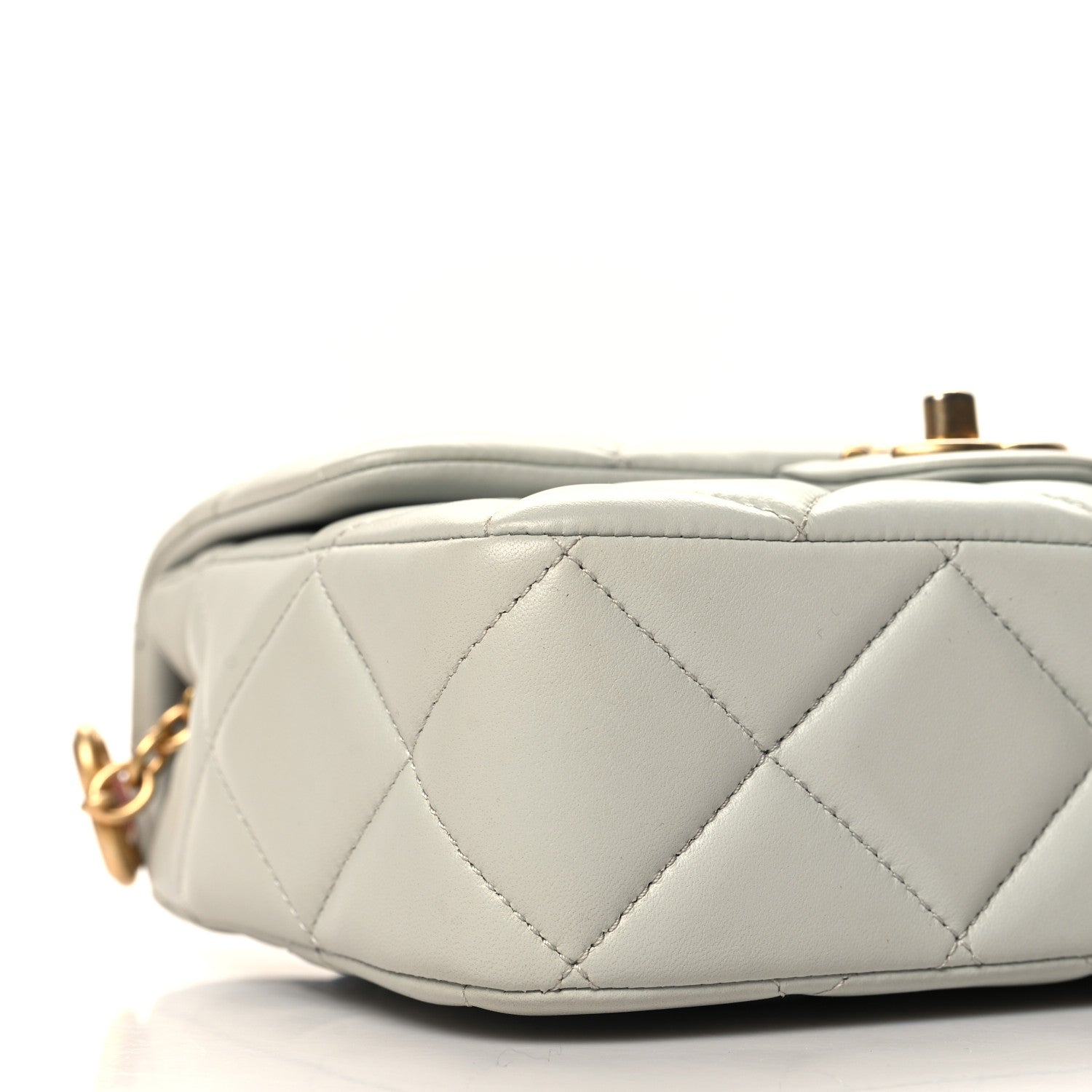 Chanel Lambskin Enamel Pearl Quilted Mini Charm Me Square Flap Light Blue 9 of 10