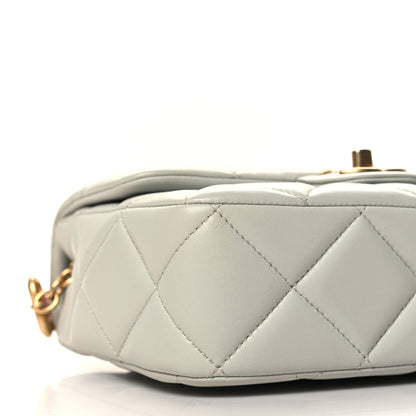 Chanel Lambskin Enamel Pearl Quilted Mini Charm Me Square Flap Light Blue 9 of 10