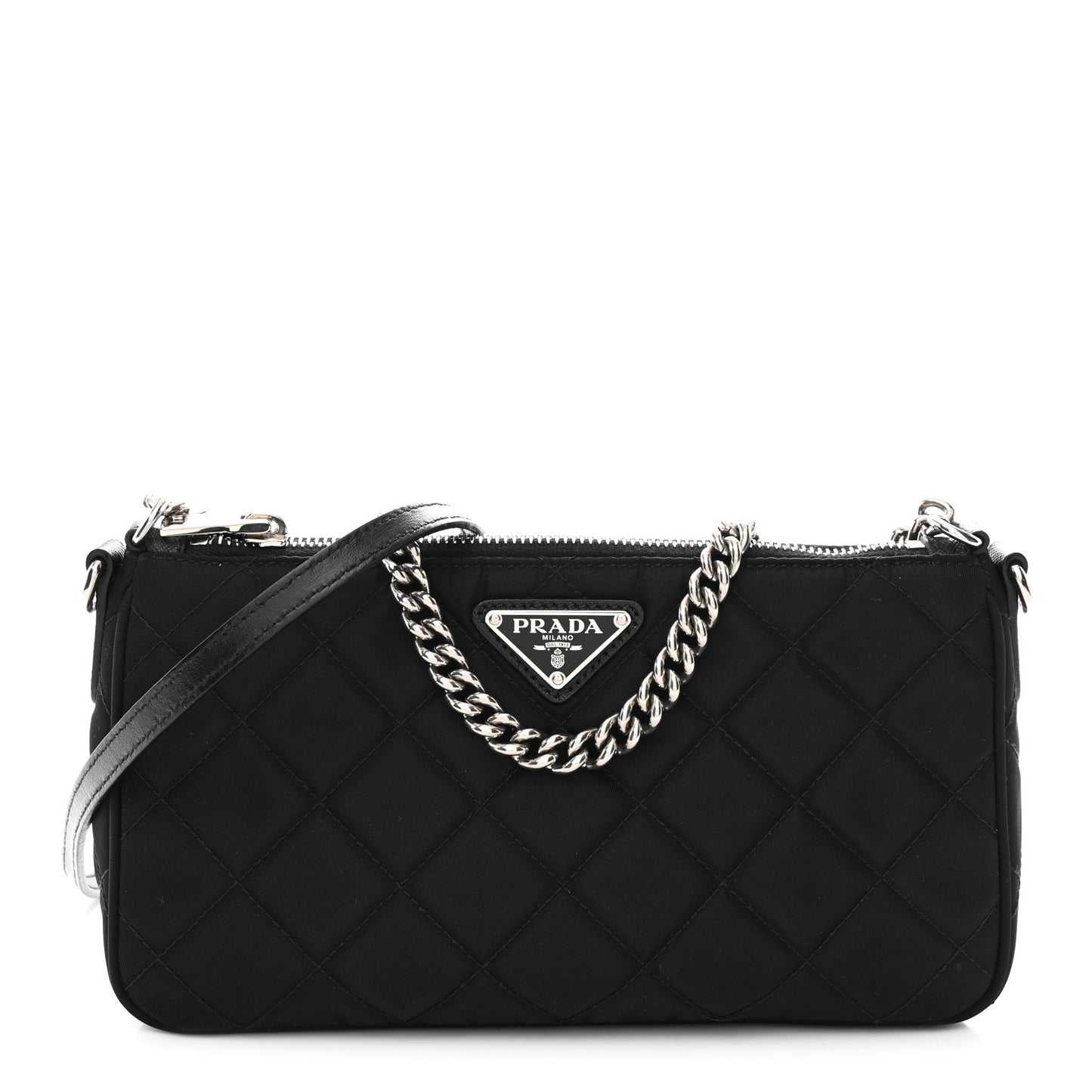 Nylon Tessuto Impuntu Quilted Crossbody Bag Black