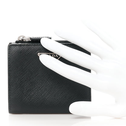 Prada Saffiano Small Compact Wallet Black 2 of 9