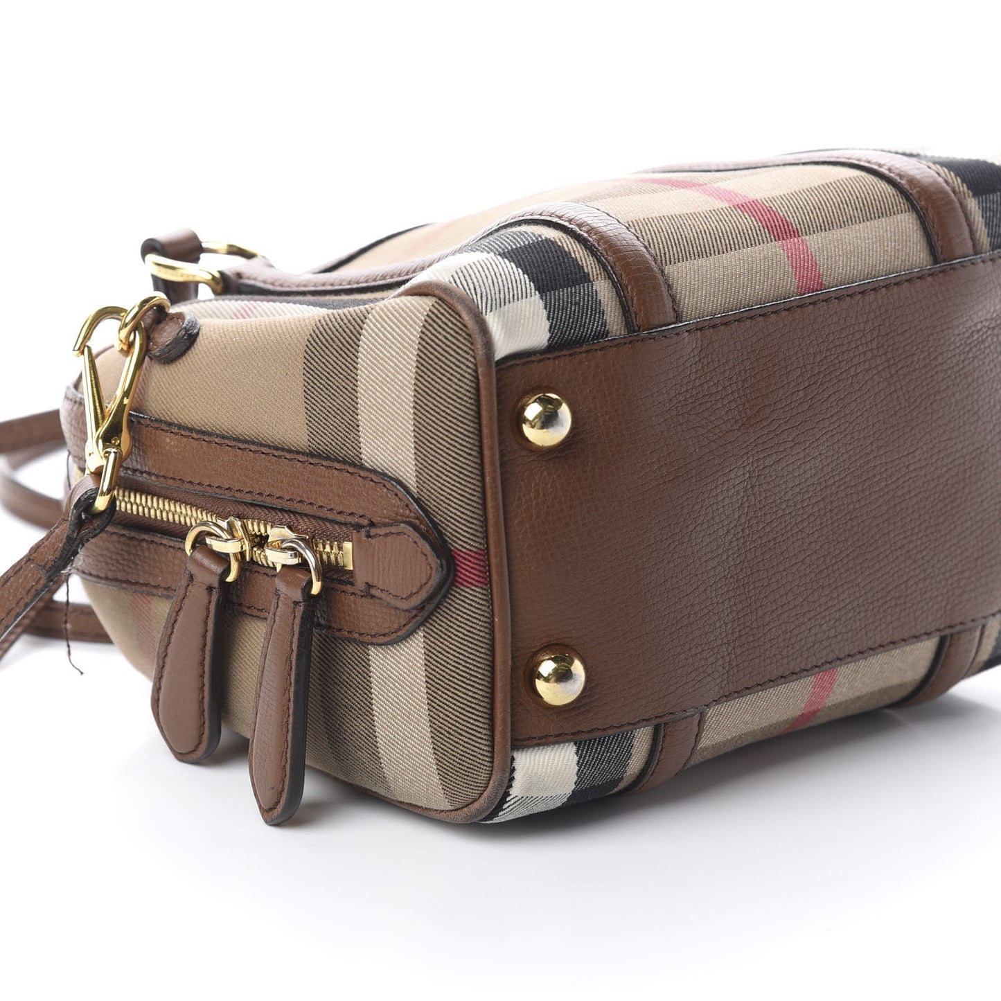 House Check Derby Calfskin Small Alchester Bowling Bag Tan