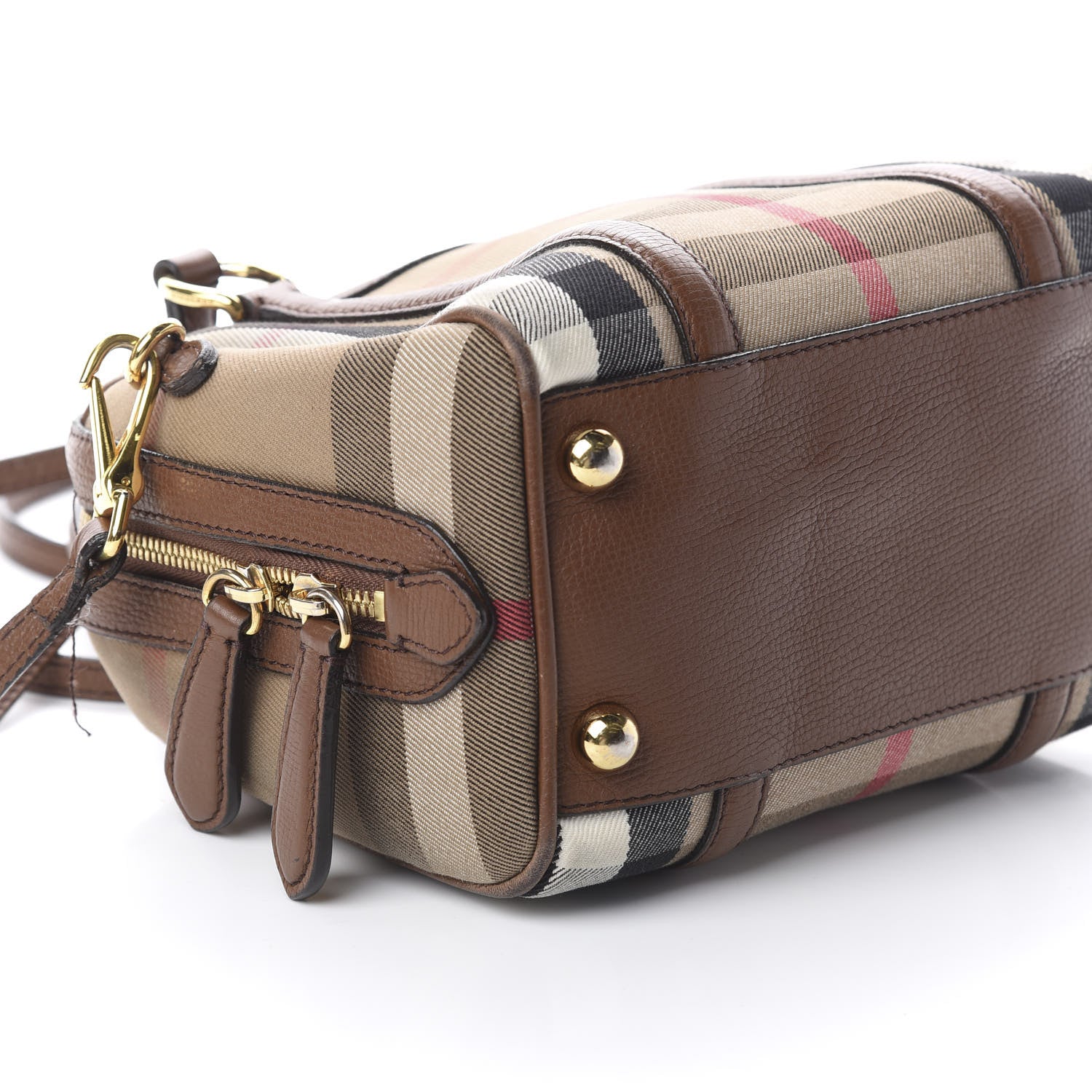 Burberry House Check Derby Calfskin Small Alchester Bowling Bag Tan 5 of 10