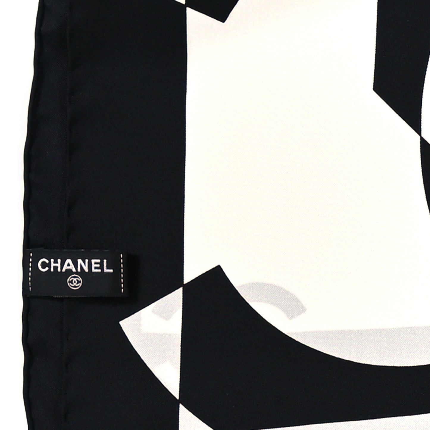 Silk Coco CC Square Scarf Black Ivory