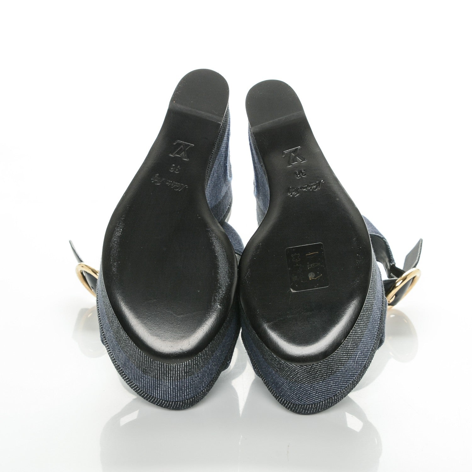 Louis Vuitton Canvas Blue Shore Wedge Sandal 38 Marine 5 of 7