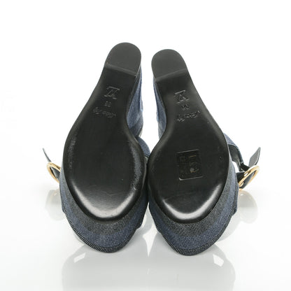 Louis Vuitton Canvas Blue Shore Wedge Sandal 38 Marine 5 of 7