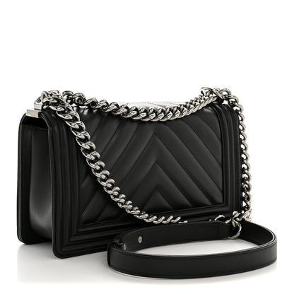 Chanel Lambskin Chevron Quilted Medium Boy Flap Black 3 of 13